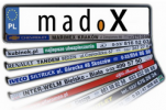 MADOX. RAMKI POD TABLICE REJESTRACYJNE, NAKLEJKI 3D, USŁUGI SITODRUKOWE.
